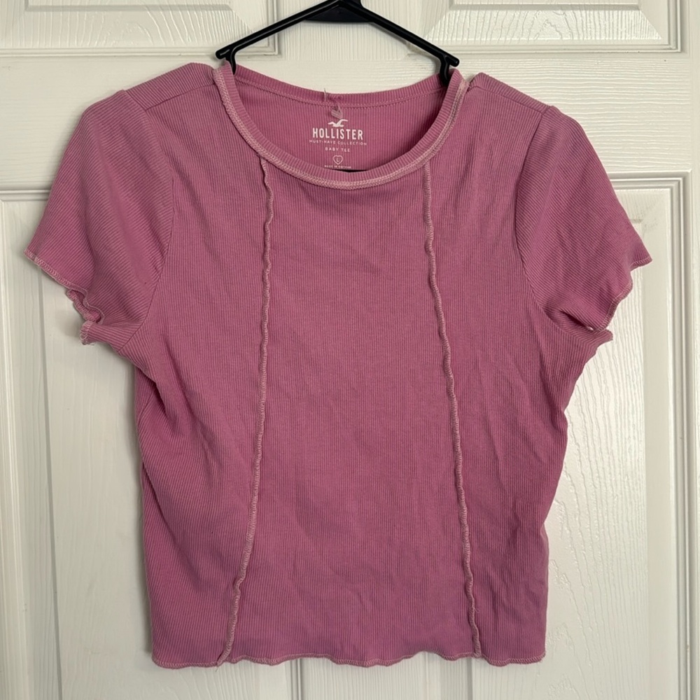 Hollister Pink Baby Tee - Must Have Collection 
Size L